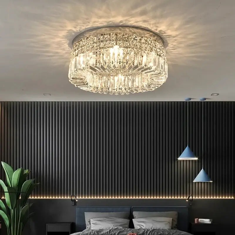 Modern golden led crystal ceiling lamp for living room