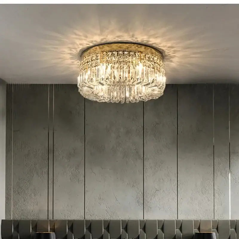 Modern golden led crystal ceiling lamp for living room