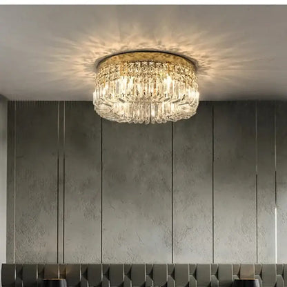 Modern golden led crystal ceiling lamp for living room
