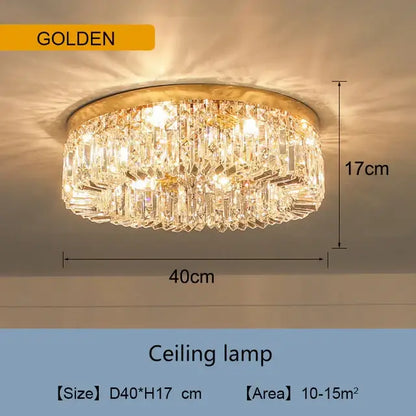 Modern golden led crystal ceiling lamp for living room