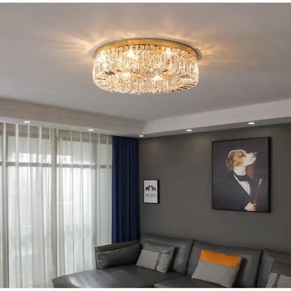 Modern golden led crystal ceiling lamp for living room