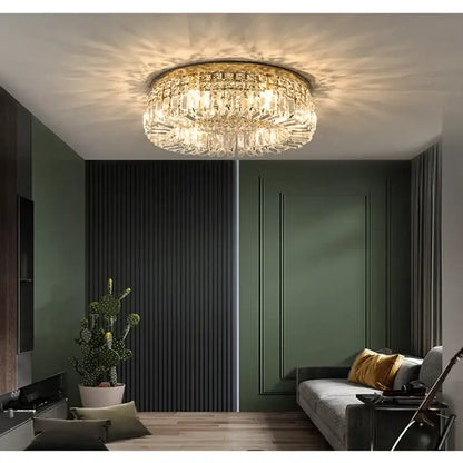 Modern golden led crystal ceiling lamp for living room