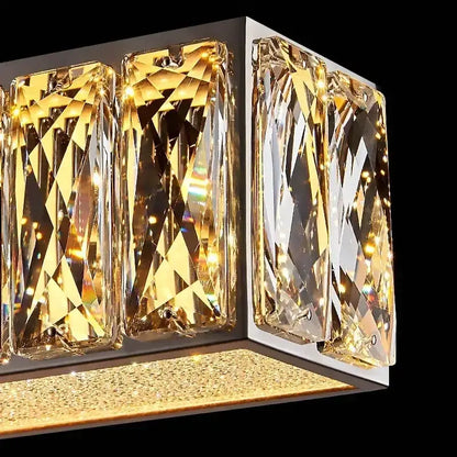 Modern golden led crystal chandelier for dining room rectangular light