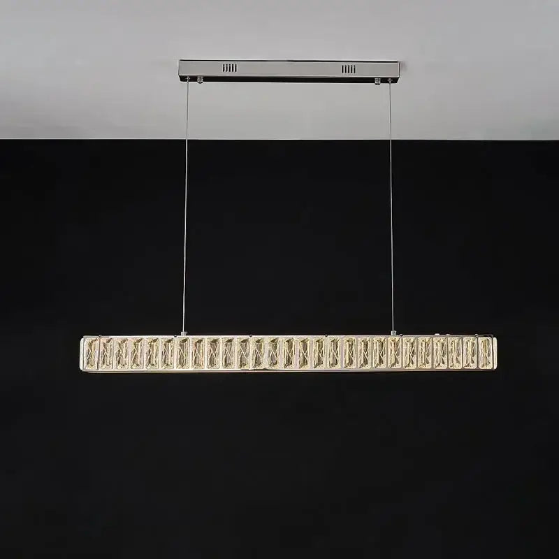 Modern golden led crystal chandelier for dining room rectangular light