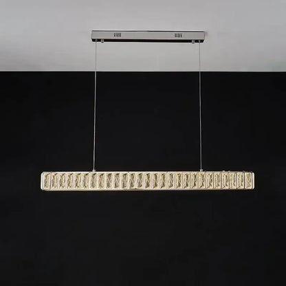 Modern golden led crystal chandelier for dining room rectangular light