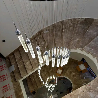 Modern golden led crystal chandelier living room staircase light