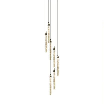 Modern golden led crystal chandelier living room staircase light