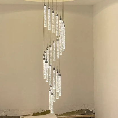 Modern golden led crystal chandelier living room staircase light
