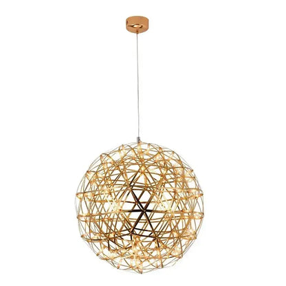 Modern golden led pendant light for kitchen wireframe chandelier