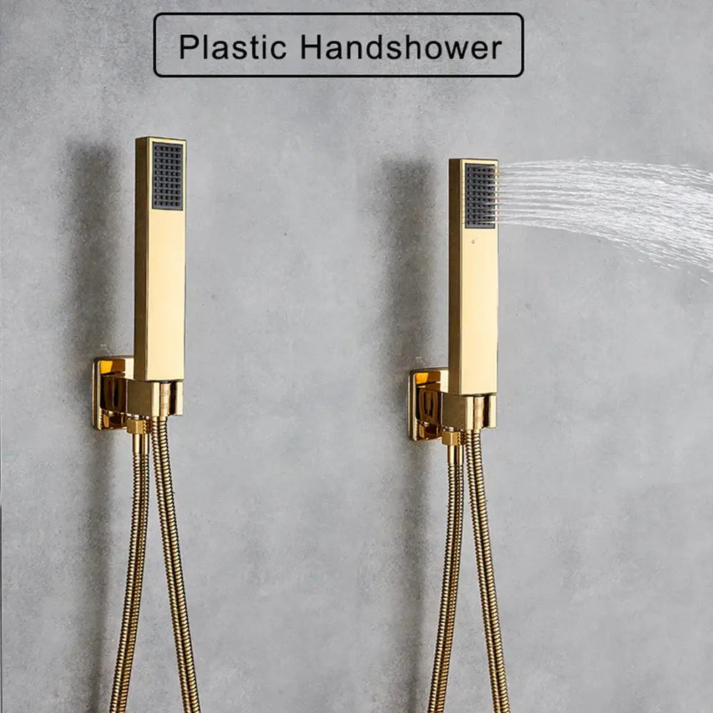 Modern golden led rainfall shower faucet with brass spout for bathroom
