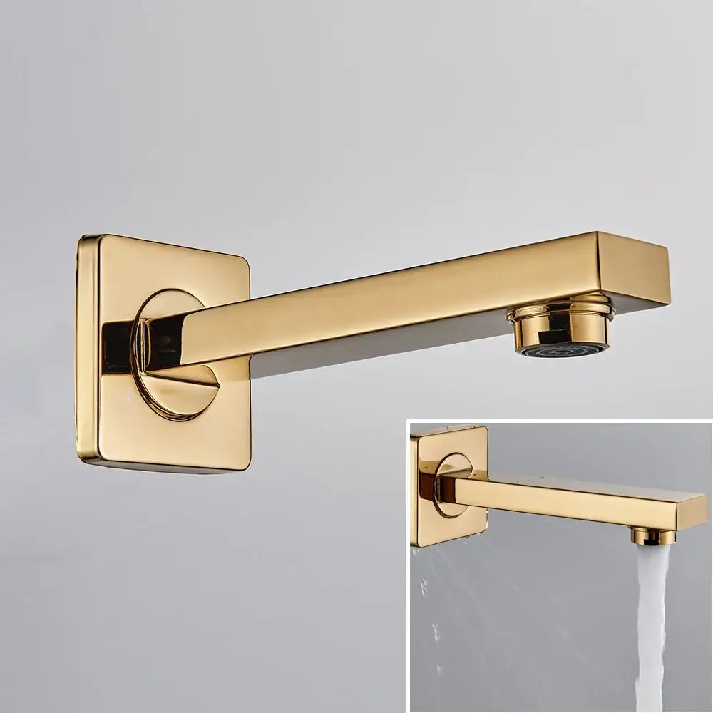 Modern golden led rainfall shower faucet with brass spout for bathroom