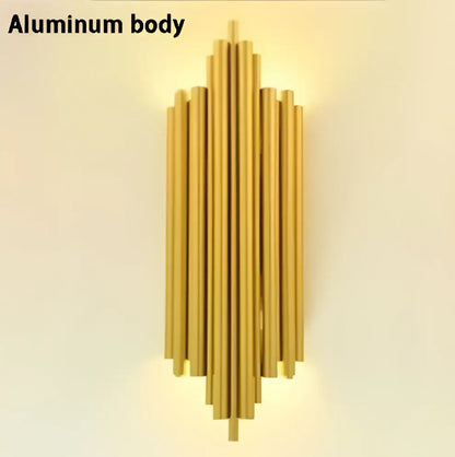 Modern golden led tube wall sconce for living room decor