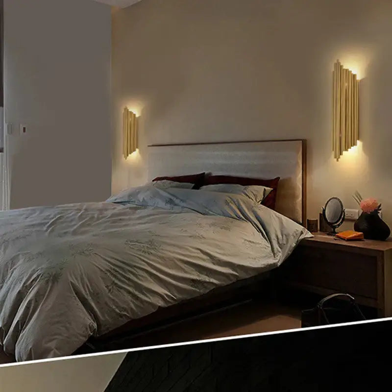 Modern golden led tube wall sconce for living room decor