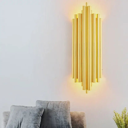 Modern golden led tube wall sconce for living room decor
