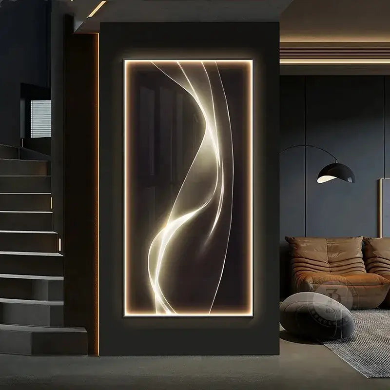 Modern golden led wall lights living room art panel