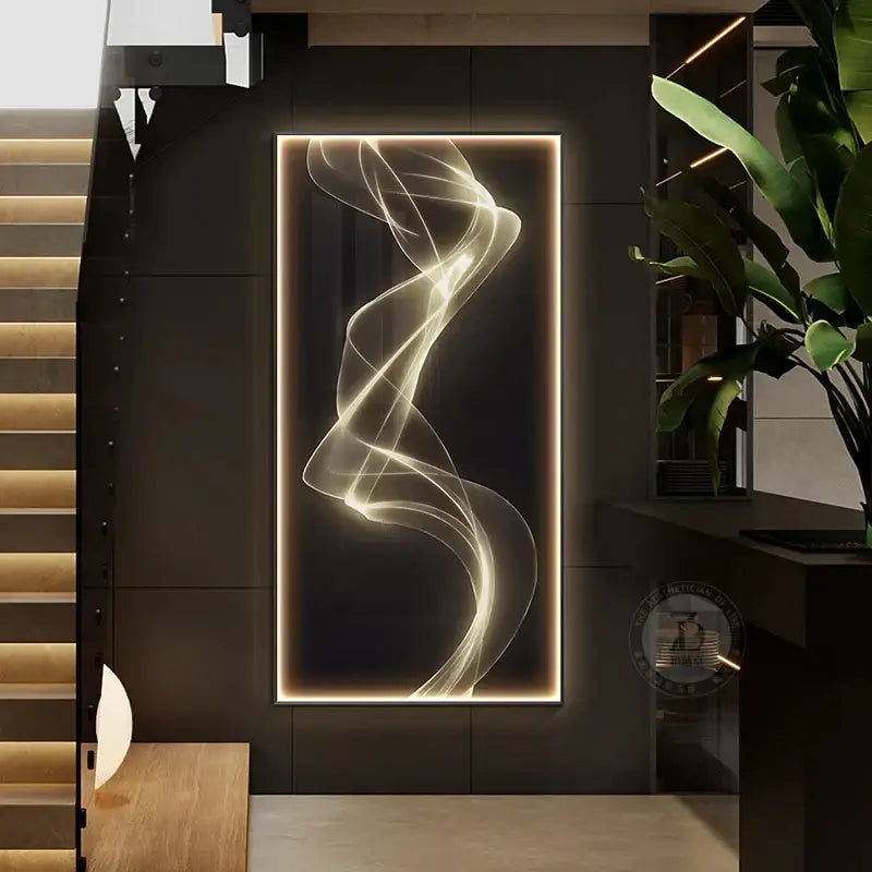 Modern golden led wall lights living room art panel