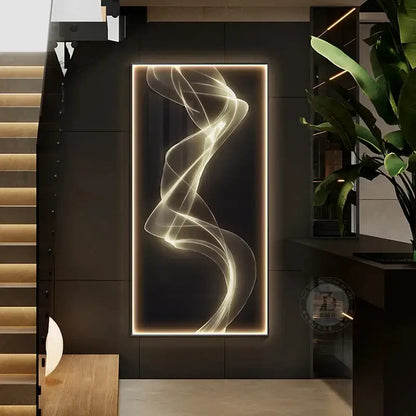 Modern golden led wall lights living room art panel