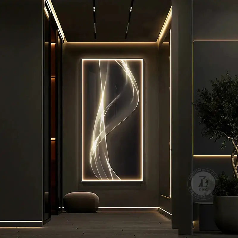 Modern golden led wall lights living room art panel