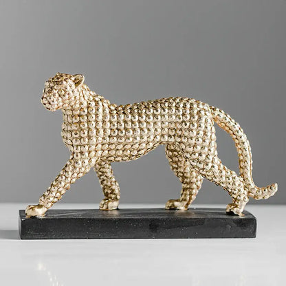 Modern golden leopard resin figurine living room decor