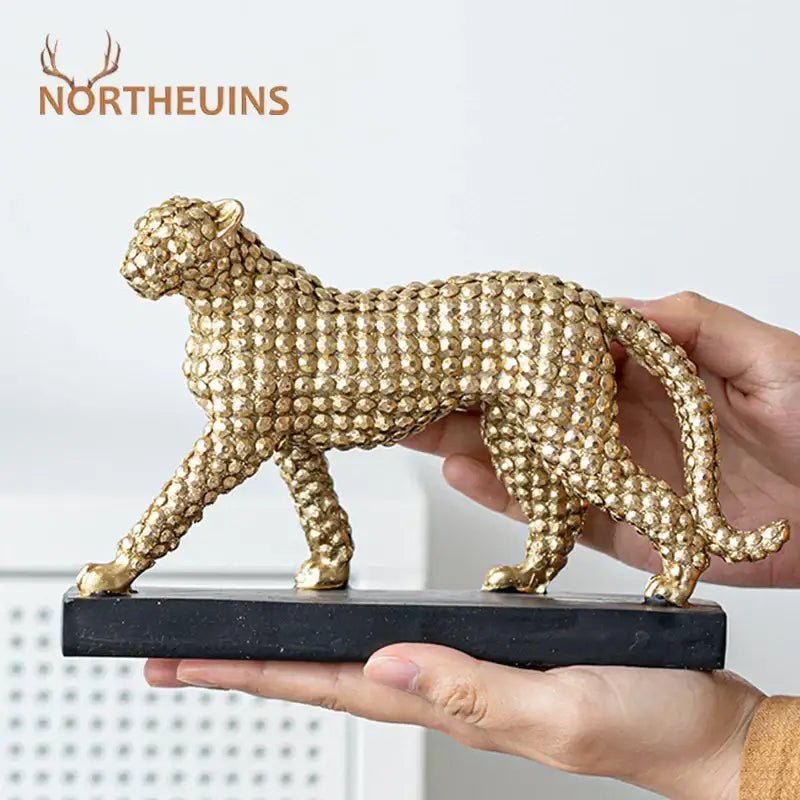 Modern golden leopard resin figurine living room decor