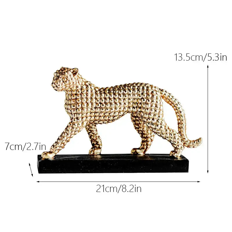 Modern golden leopard resin figurine living room decor