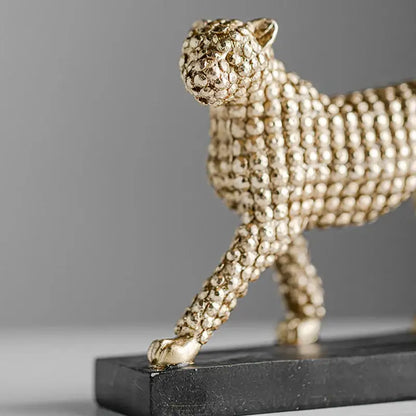 Modern golden leopard resin figurine living room decor