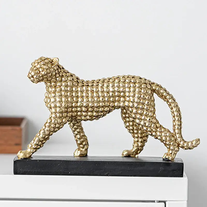 Modern golden leopard resin figurine living room decor