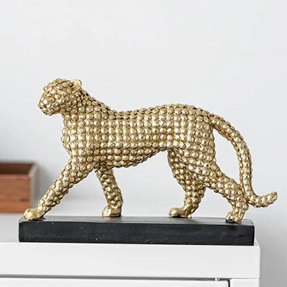 Modern golden leopard resin figurine living room decor