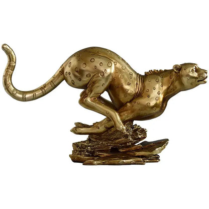 Modern golden leopard resin sculpture living room cheetah decor
