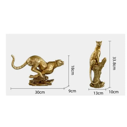 Modern golden leopard resin sculpture living room cheetah decor