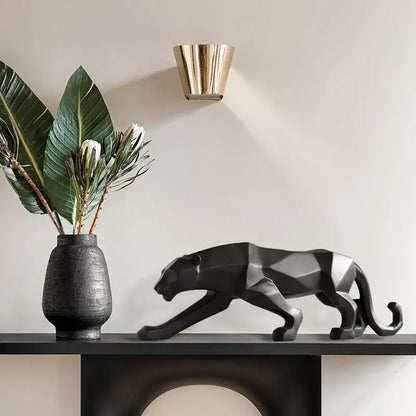 Modern golden leopard resin sculpture living room cheetah decor