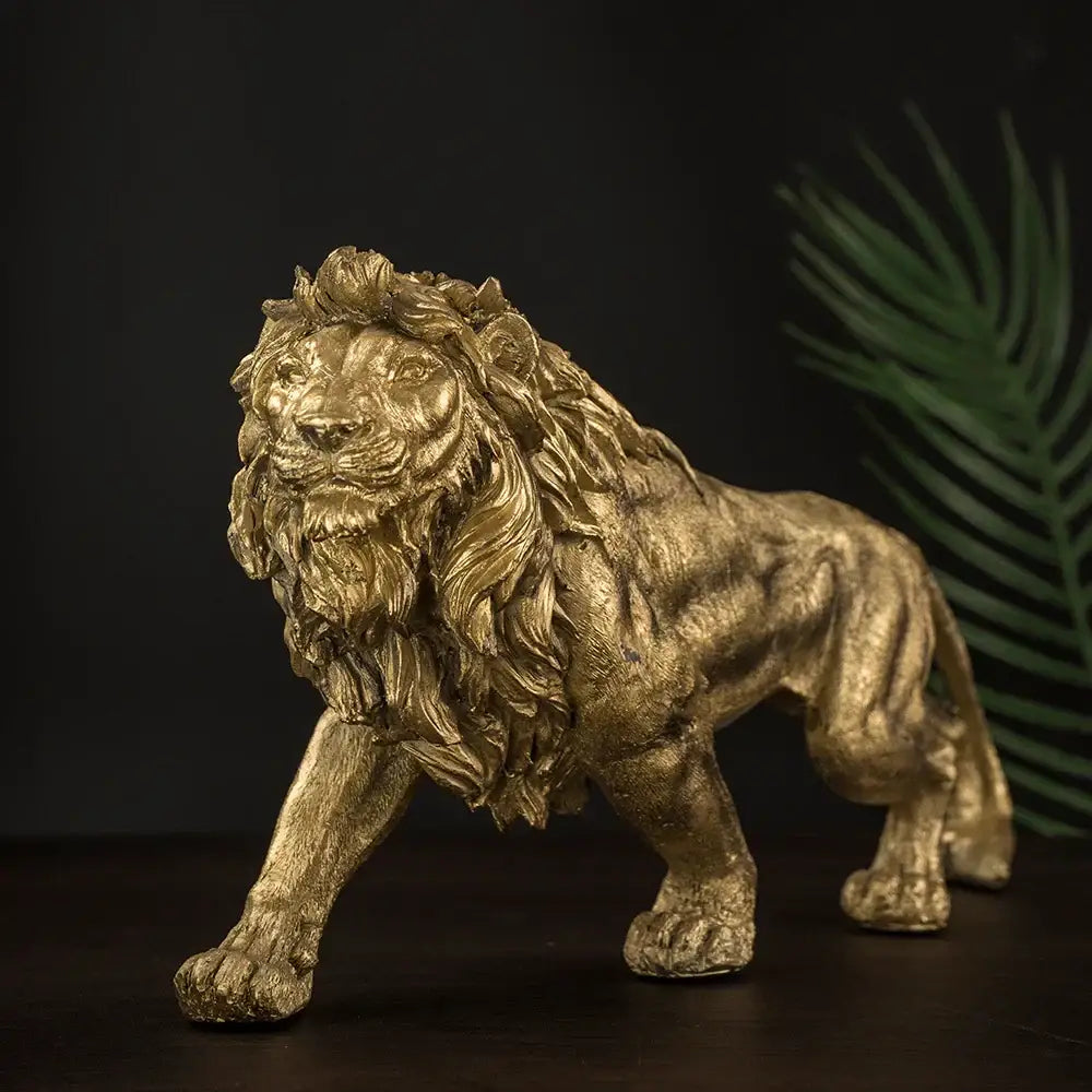 Modern golden lion king statue office decor