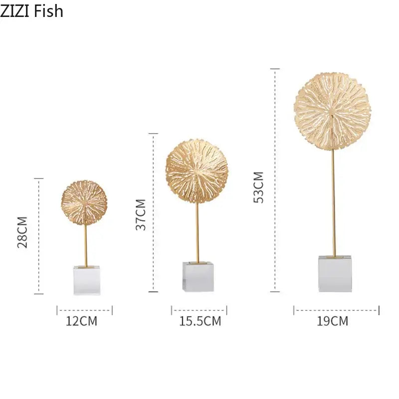 Modern golden lotus sculpture living room metal decor