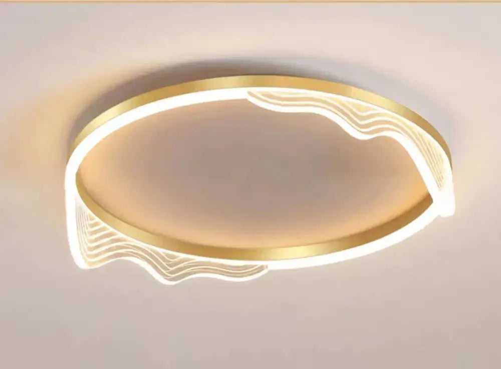 Modern golden lustre ceiling lamp for bedroom warm led light