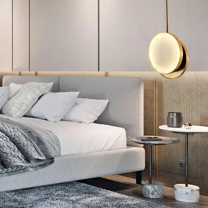 Modern golden marble led pendant light for bedroom