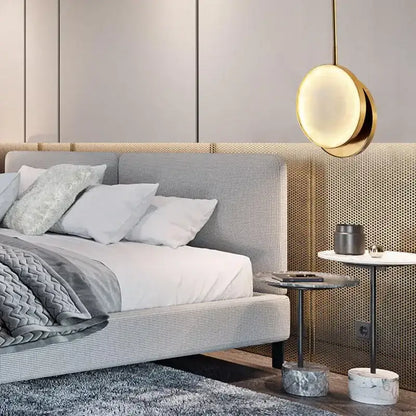 Modern golden marble led pendant light for bedroom
