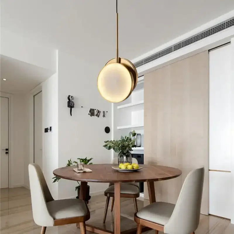 Modern golden marble led pendant light for bedroom