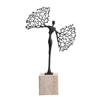 Modern golden metal abstract figure sculpture living room decor