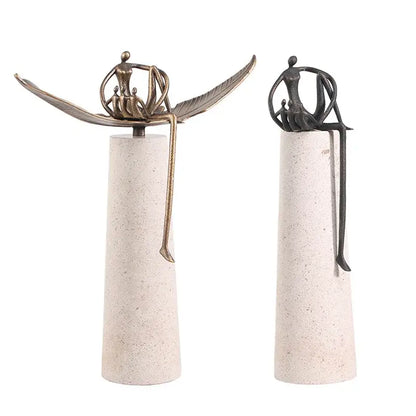Modern golden metal abstract figure sculpture living room decor