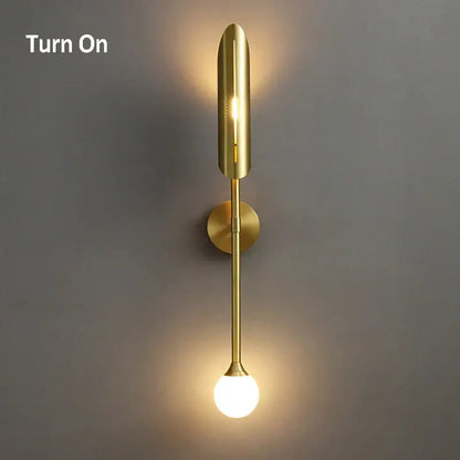 Modern golden metal glass wall lamp bedroom sconce spotlight