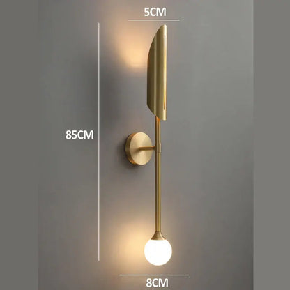 Modern golden metal glass wall lamp bedroom sconce spotlight