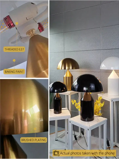 Modern golden mushroom led desk lamp bedroom reading light