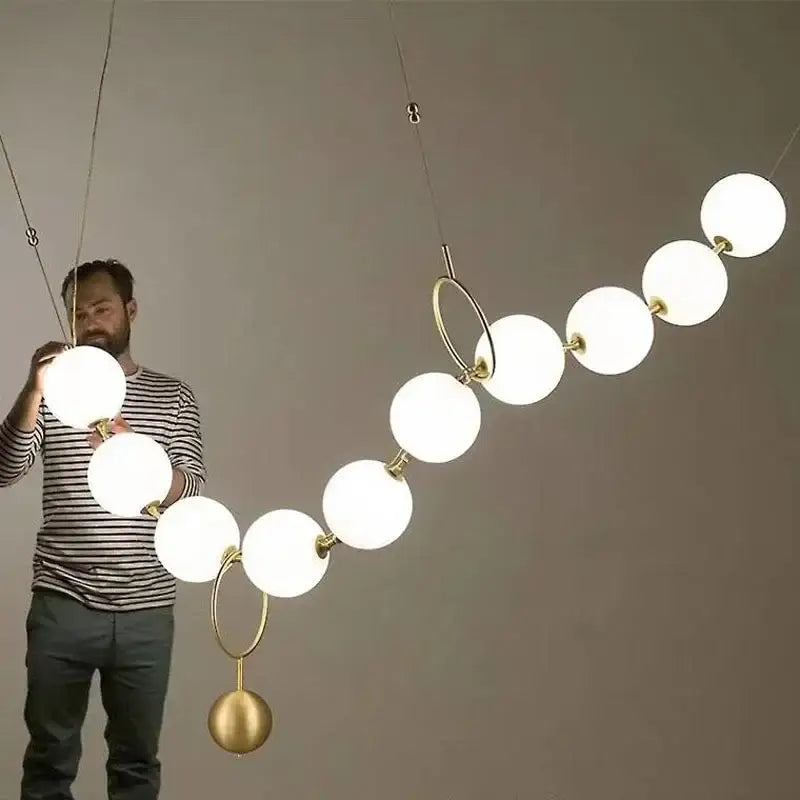 Modern golden necklace chandelier – dining room luxury glass light