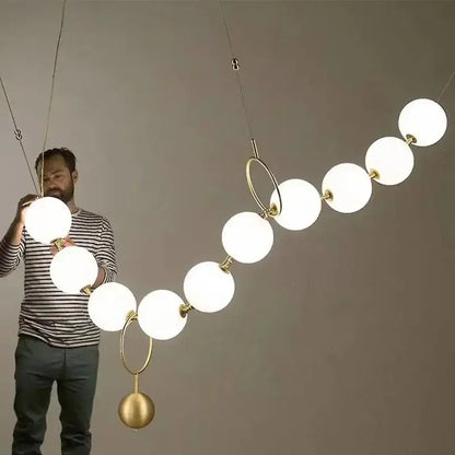 Modern golden necklace chandelier – dining room luxury glass light