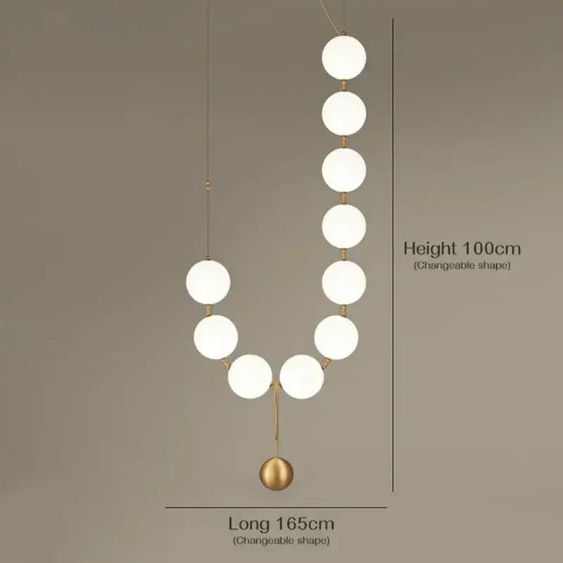 Modern golden necklace chandelier – dining room luxury glass light