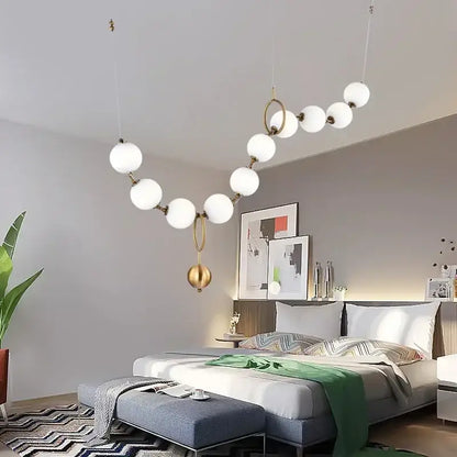 Modern golden necklace chandelier – dining room luxury glass light