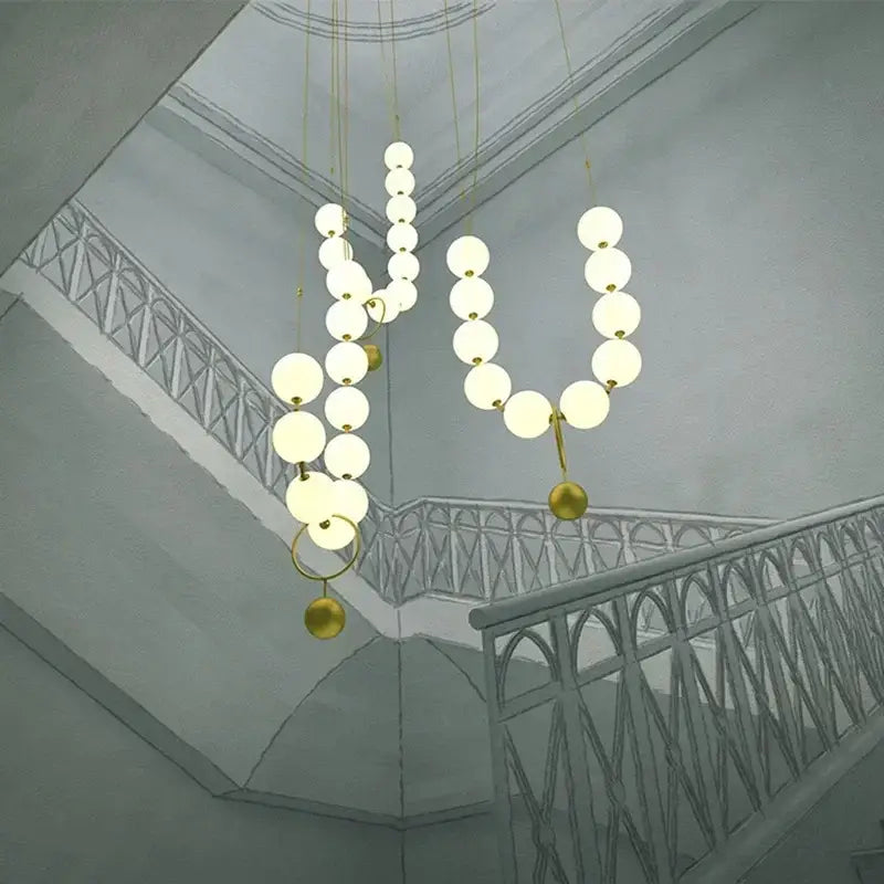 Modern golden necklace chandelier – dining room luxury glass light