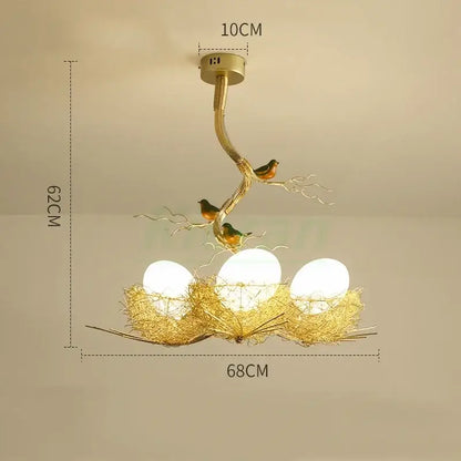 Modern golden nest glass led ceiling lamp for living room decor