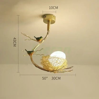 Modern golden nest glass led ceiling lamp for living room decor