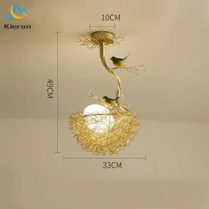 Modern golden nest glass led ceiling lamp for living room decor